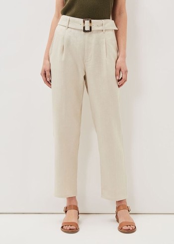 Phase Eight Hazel Linen Tapereds Trousers Grey Canada | NPVOKT-103